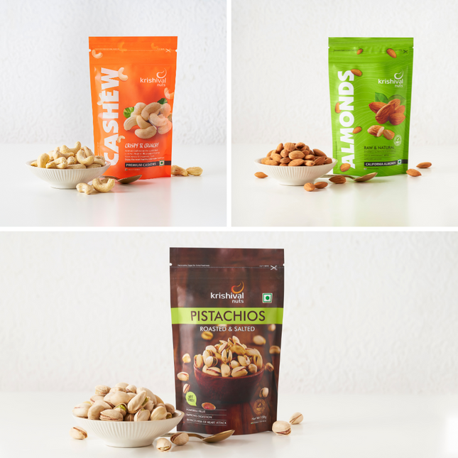 Jumbo Cashews | California Almonds | Pistachios (Essential Combo)