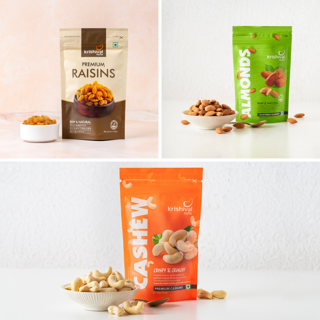 Jumbo Cashews | Raisins | Plain Almond ( Mithai Combo )
