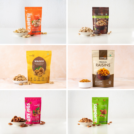 Pistachios | Jumbo Cashews | Dry Figs | Plain Almond | Raisins | Walnuts ( Family Combo )