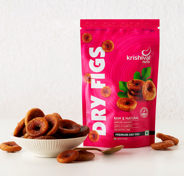 Dry Figs 100g, Premium Quality Krishival Anjeer, Rich Source of Vitamins Dietary Fibre