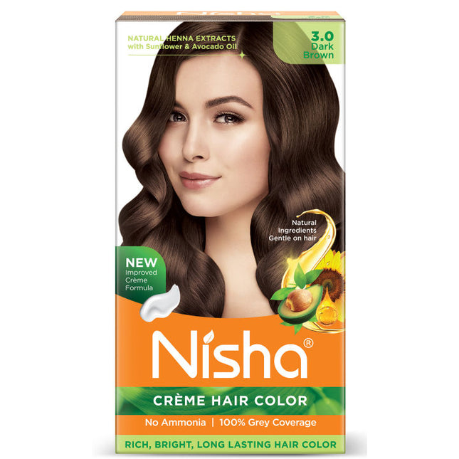 Nisha Creme Hair Colour DIY Kit - Dark Brown 3.0