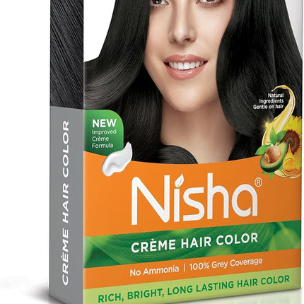 Nisha Creme Hair Colour DIY Kit - Natural Black 1.0