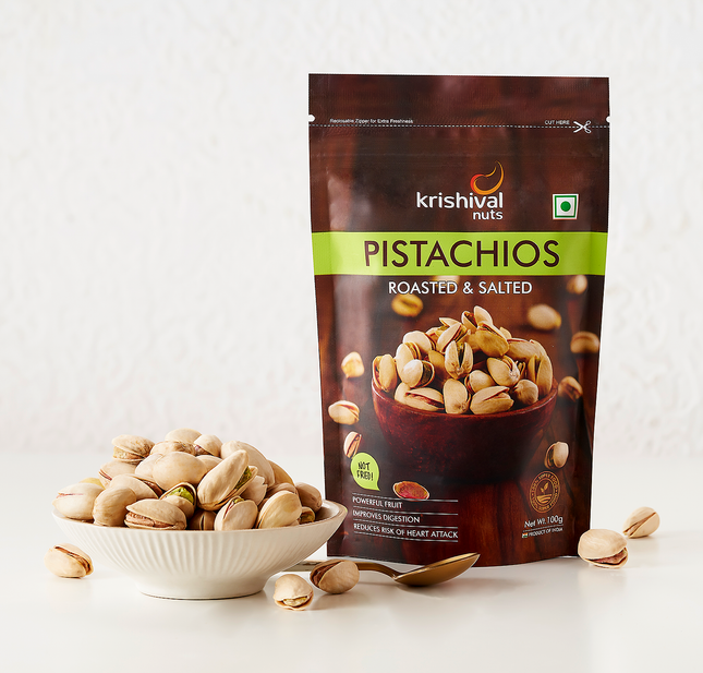 Pista 250g, Roasted and Salted Pistachios, High-Protein Nuts, Krishival Delicious Dry Fruits, Gluten-Free