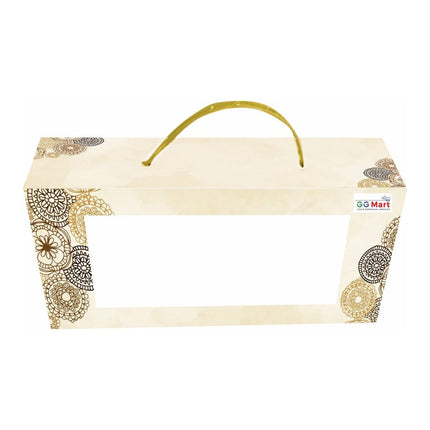 Krishival Festive Treasure Diwali gift box – ivory mandala gift carrier with handle packaging
