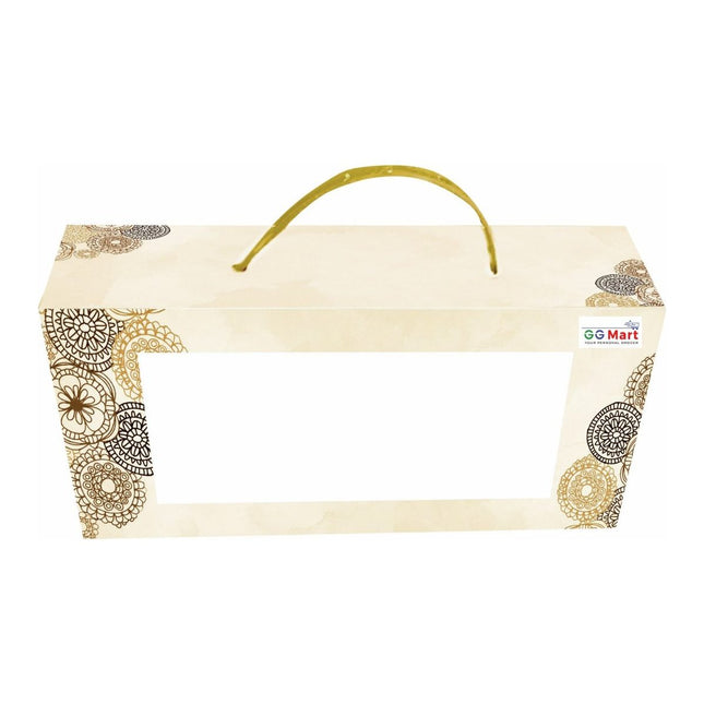 Krishival Festive Treasure Diwali gift box – ivory mandala gift carrier with handle packaging